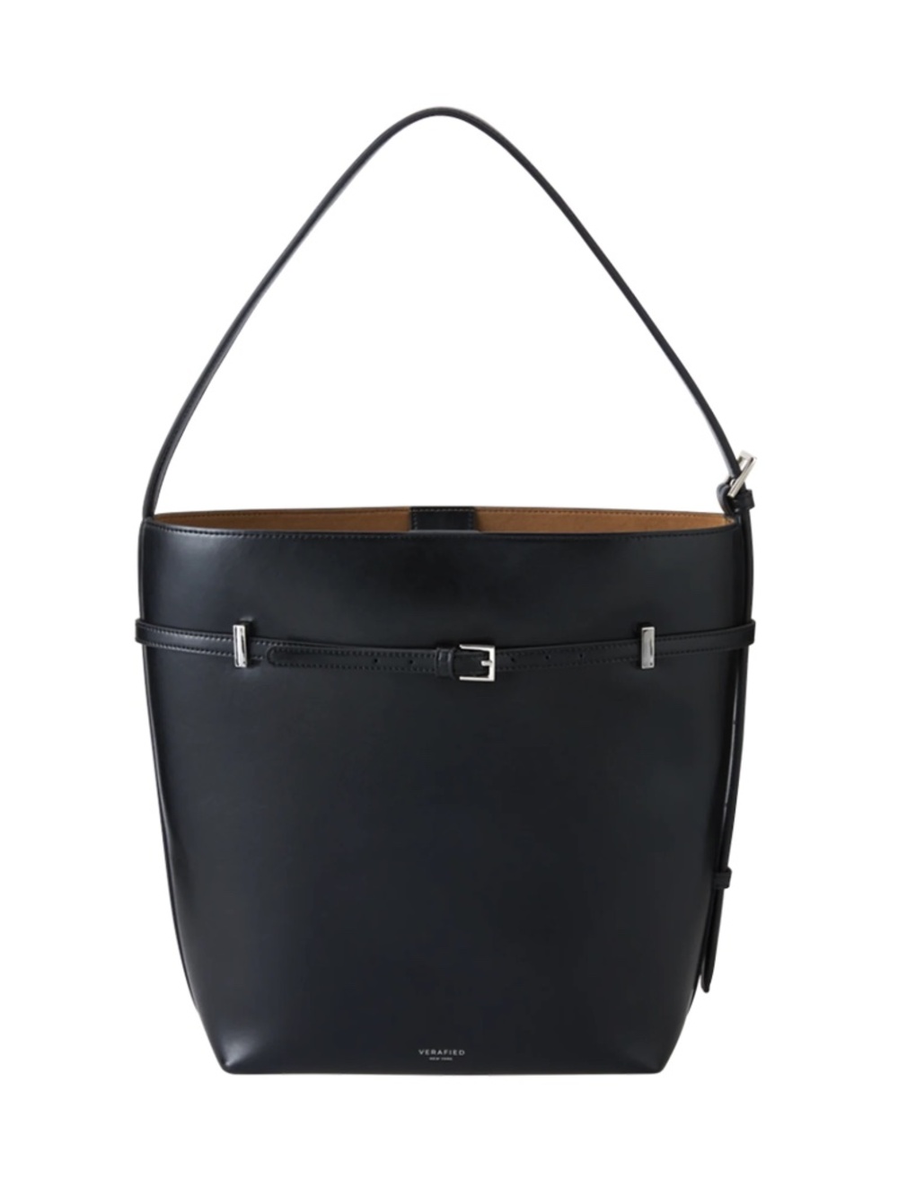 Verified | Black Belted Leather Tote Bag